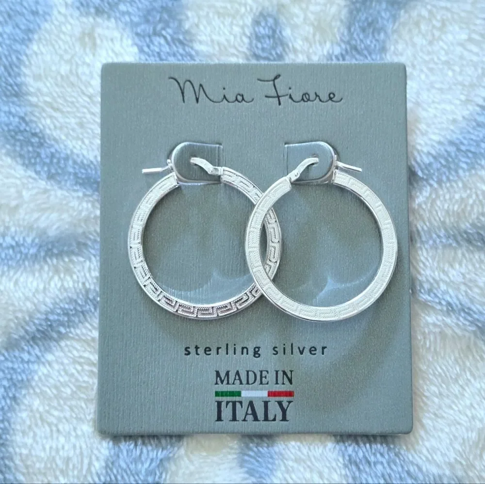 Mia Fiore Silver🤍 Greek🇬🇷 Key🔑 Hoop Earrings